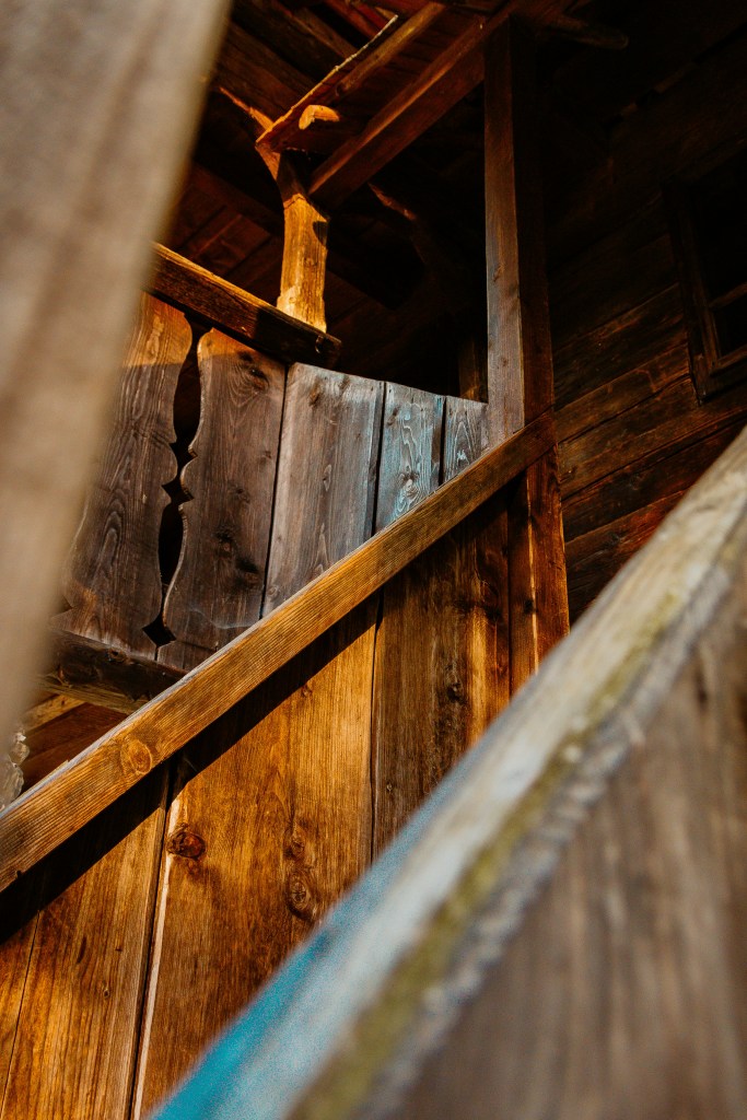 a wood staircase in Transylvania